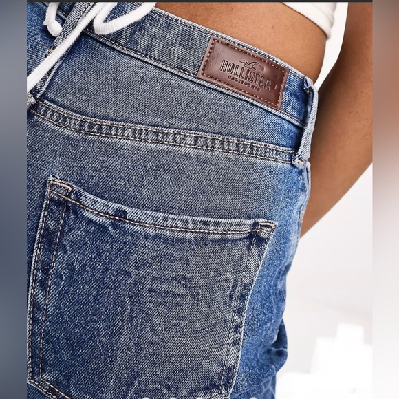 Hollister mid blue curvy high rise patchwork mom jeans size 15R W32/L27 new - Picture 5 of 14